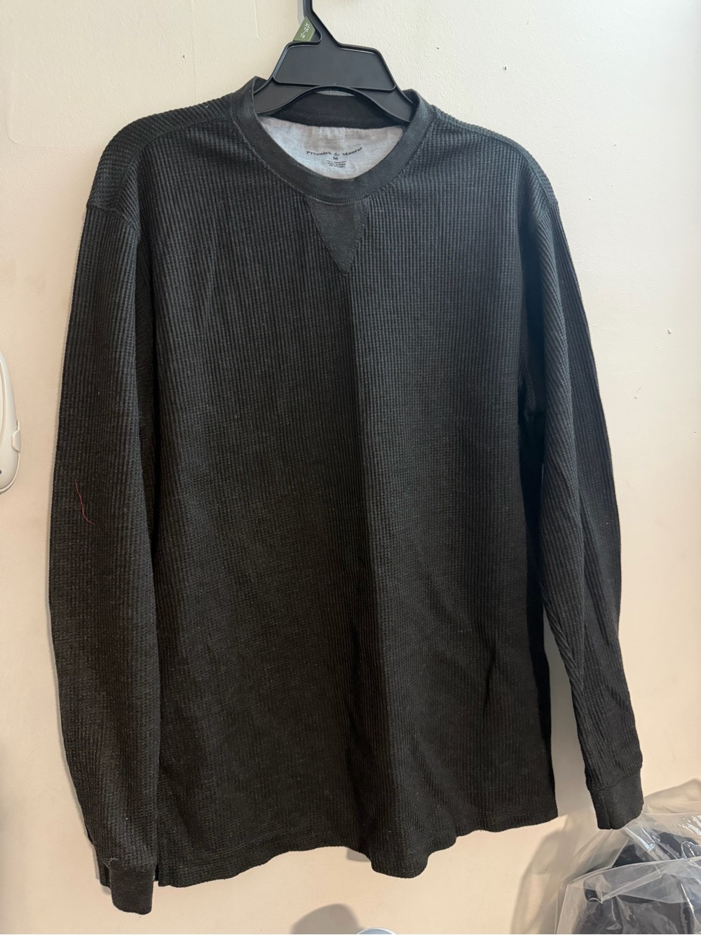Preswick & Moore Men's Waffle Knit Thermal Pajama Top Shirt - Charcoal Grey, M